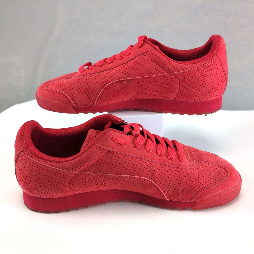 Puma Suede Courtside Perf Red Mens 8.5 Monochrome Perforated Sneakers 360983 02 - Picture 2 of 10